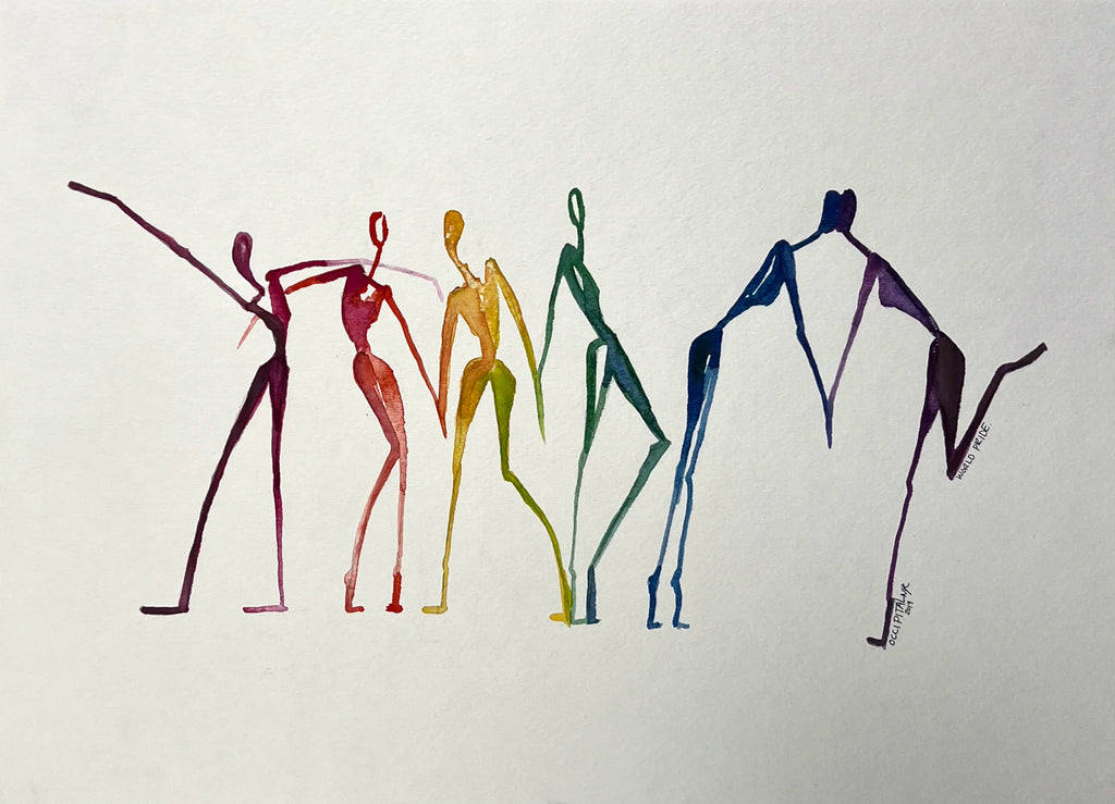 Colorful abstract figures on a white background