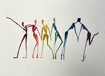Colorful abstract figures on a white background